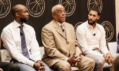 William Parham, Ph.D. (center) was recently named the National Basketball Players Association's first director of mental health and wellness. Also pictured are Keyon Dooling and Garrett Temple. 