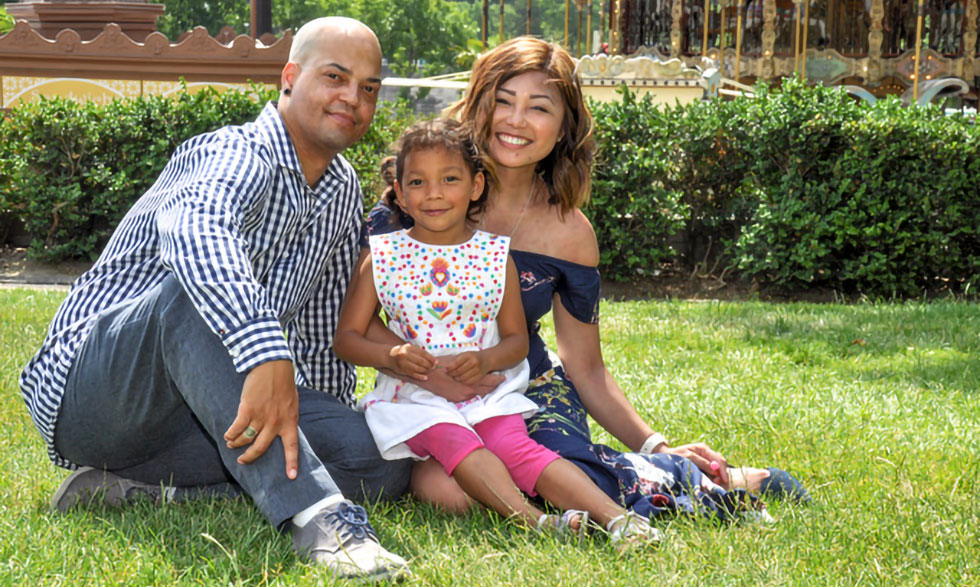 Joy Blanc, a la derecha, con su familia. 