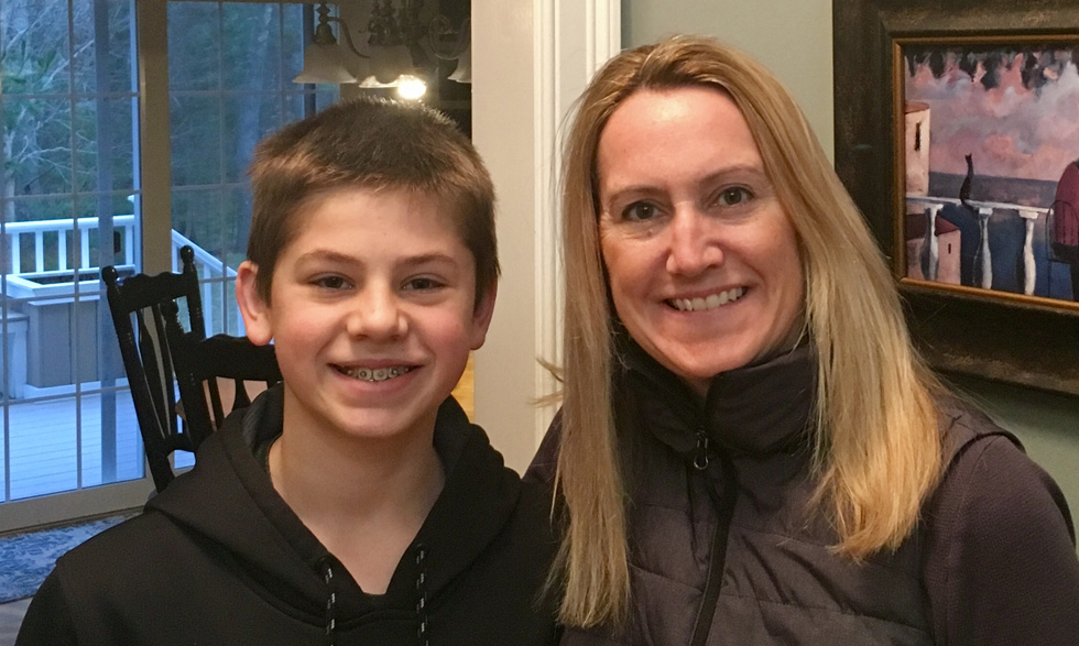 Michelle Marchionni pictured at home with her son Sam in April, 2017. 
